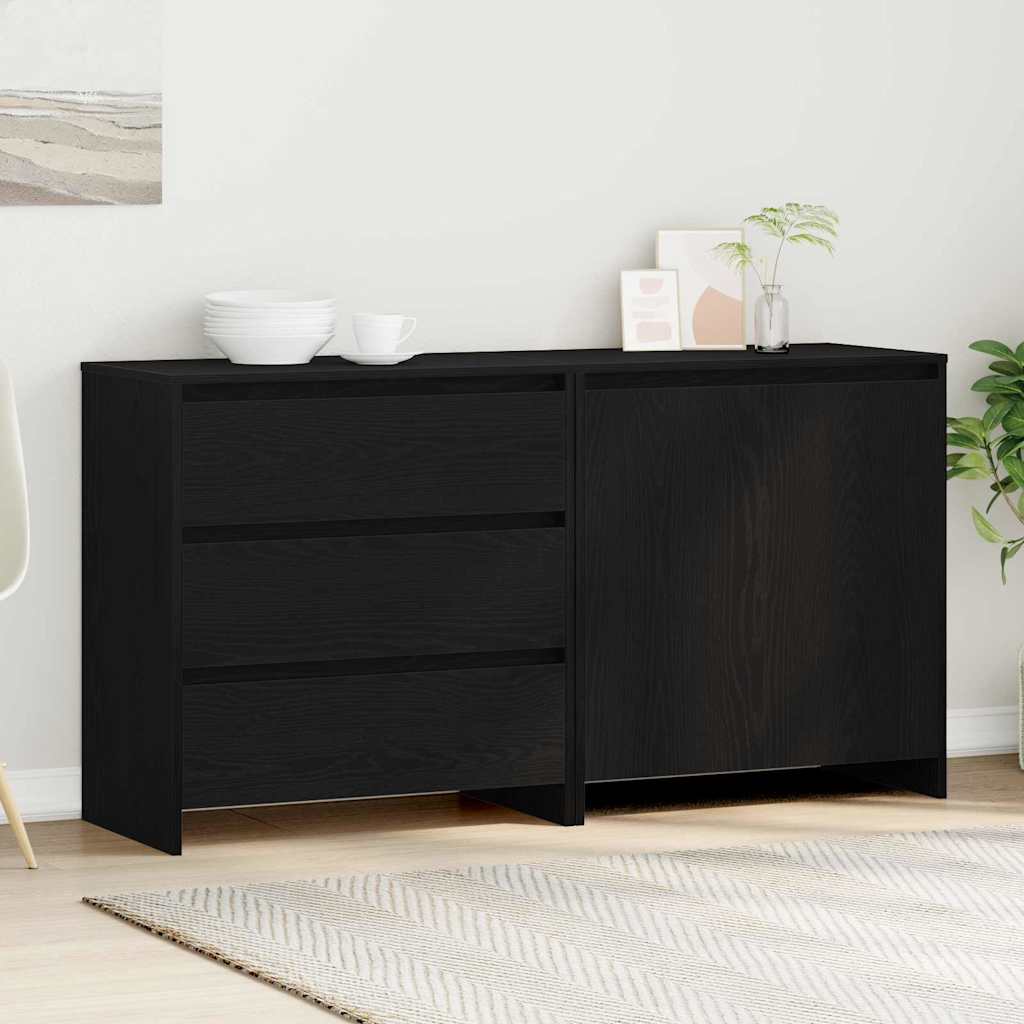 Dressoir met lade 2 pcs Zwart 70 x 41 x 75 cm Bewerkt hout is nu te koop bij PeponiXL, paradijselijk wonen!