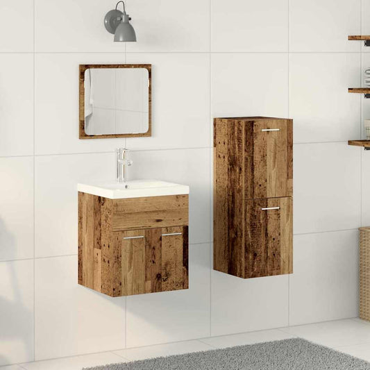 Badkamermeubelset 4 st Oudhout Bewerkt hout is nu te koop bij PeponiXL, paradijselijk wonen!