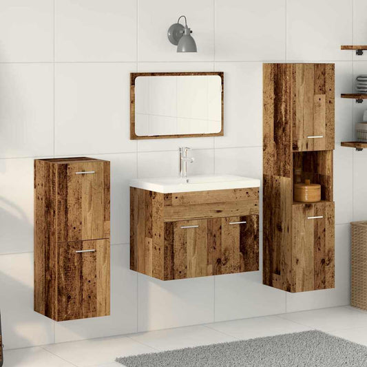 Badkamermeubelset 5 st Bruin 60 x 38,5 x 46 cm Bewerkt hout is nu te koop bij PeponiXL, paradijselijk wonen!