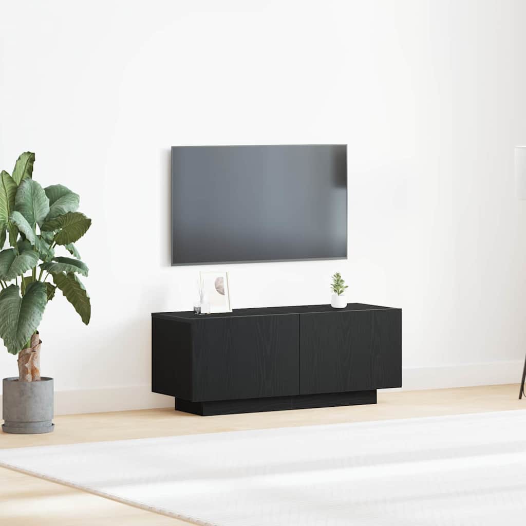 TV-kast Zwart Eiken 100 x 35 x 40 cm Bewerkt hout is nu te koop bij PeponiXL, paradijselijk wonen!