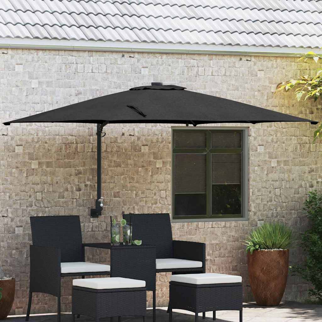 Tuinparasol Zwart 248,5 x 247,5 x 160 cm Polyester en staal is nu te koop bij PeponiXL, paradijselijk wonen!