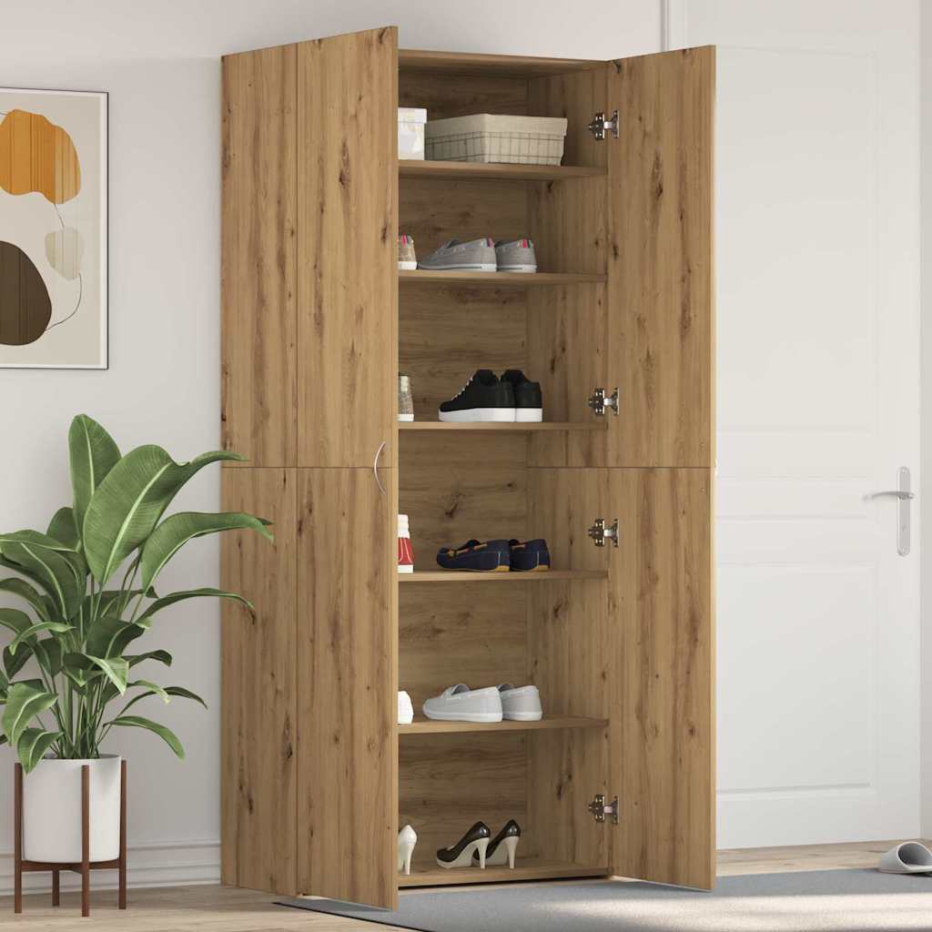 Schoenenkast met plank Bruin 80 x 35.5 x 180 cm Bewerkt hout is nu te koop bij PeponiXL, paradijselijk wonen!