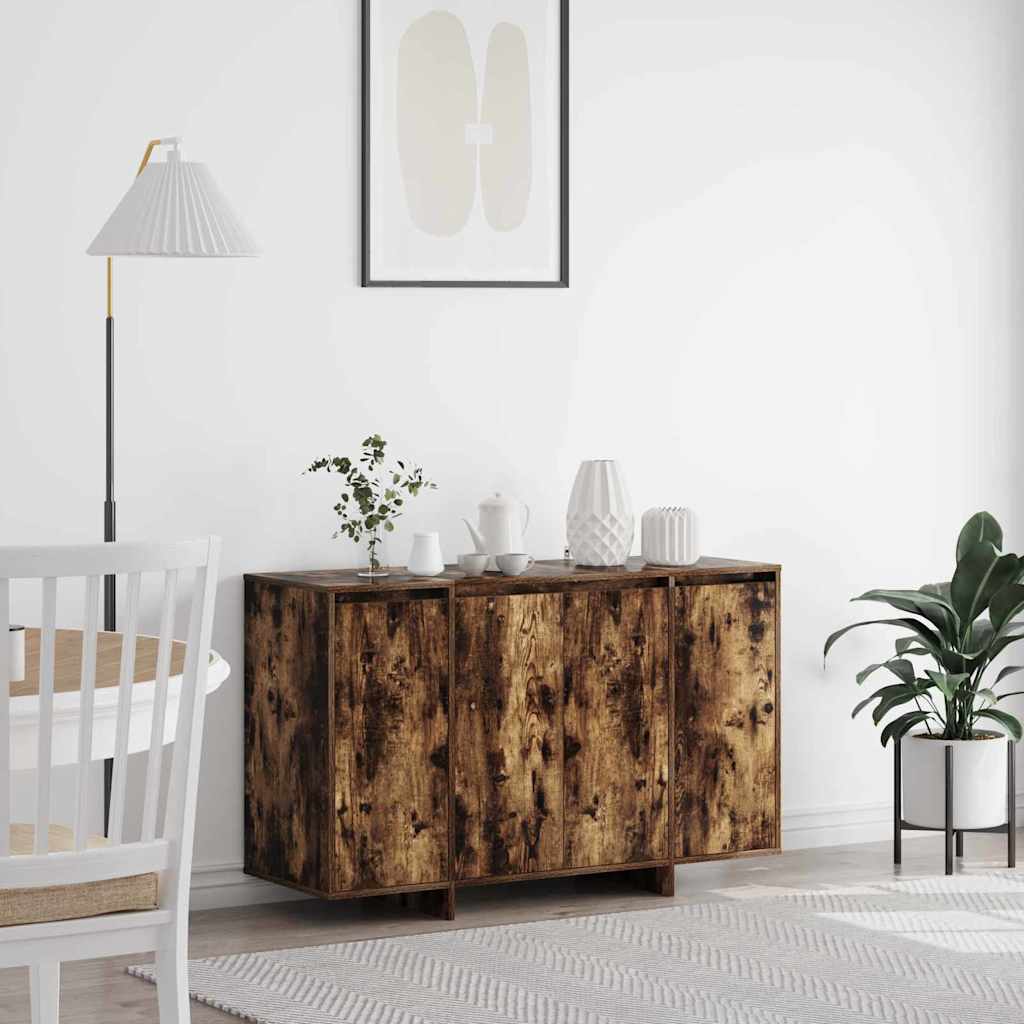 Dressoir Gerookt eiken 120 x 41 x 75 cm Bewerkt hout is nu te koop bij PeponiXL, paradijselijk wonen!
