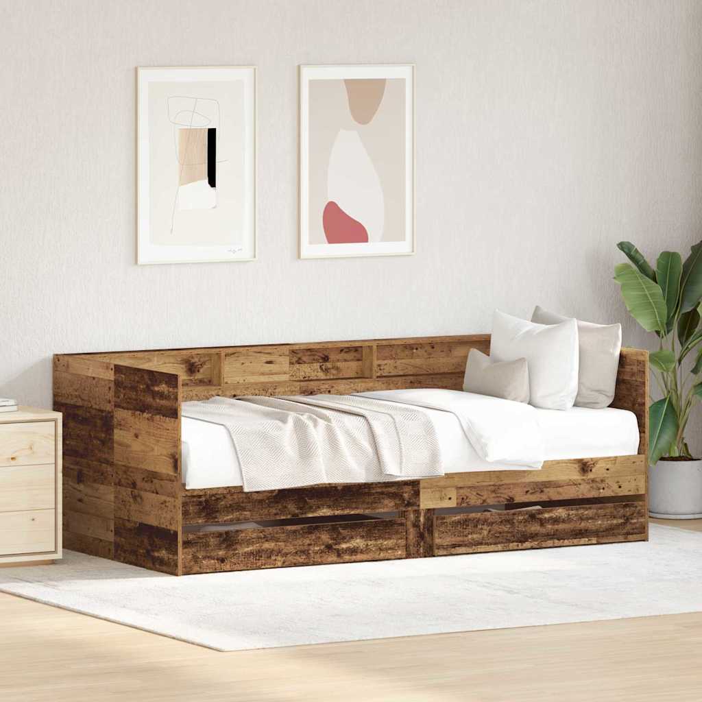 Dagbed met hoofdeinde Oud Hout 100 x 200 cm Bewerkt hout is nu te koop bij PeponiXL, paradijselijk wonen!