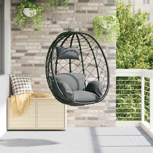 Hangende ei-stoel Antraciet 91,5 x 54,5 x 107 cm poly rattan is nu te koop bij PeponiXL, paradijselijk wonen!