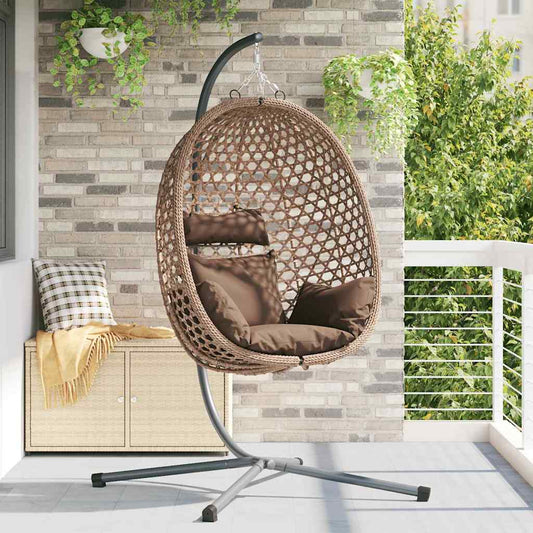 Hangende ei-stoel Koffiebruin 104 x 100 x 191 cm poly rattan is nu te koop bij PeponiXL, paradijselijk wonen!