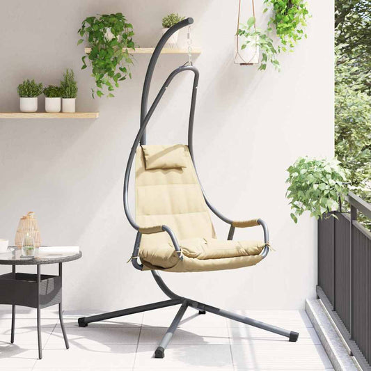 Hangende ei-stoel Beige 94 x 107 x 196,5 cm Staal is nu te koop bij PeponiXL, paradijselijk wonen!