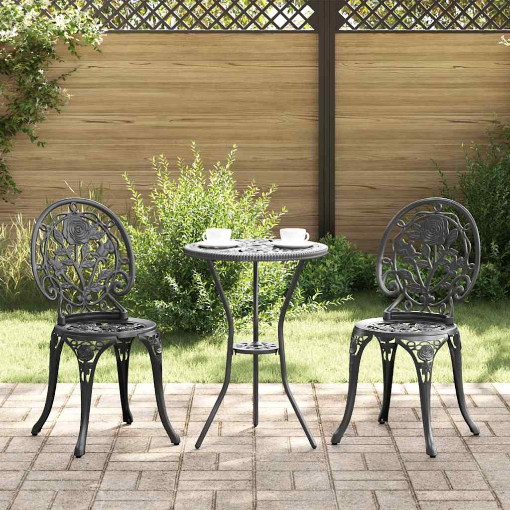 Tuin Bistro Set 3 pcs Zwart Aluminium is nu te koop bij PeponiXL, paradijselijk wonen!