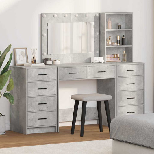 Plafondtafel met spiegellichten 3 pcs Beton Grijs Bewerkt hout is nu te koop bij PeponiXL, paradijselijk wonen!