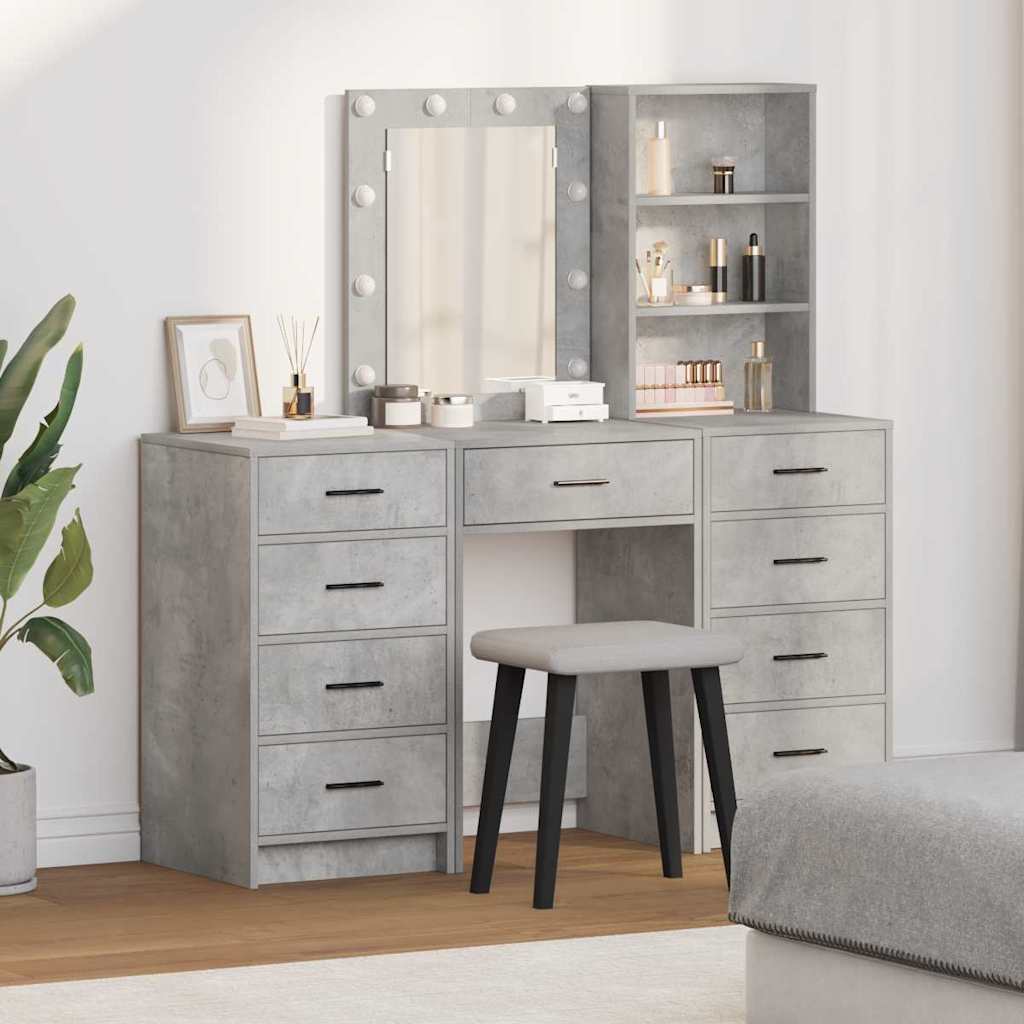 Plafondtafel met spiegellichten 3 pcs Grijs Bewerkt hout is nu te koop bij PeponiXL, paradijselijk wonen!