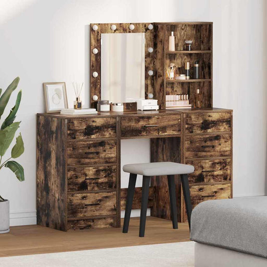 Plafondtafel met spiegellichten 3 pcs Bruin Bewerkt hout is nu te koop bij PeponiXL, paradijselijk wonen!