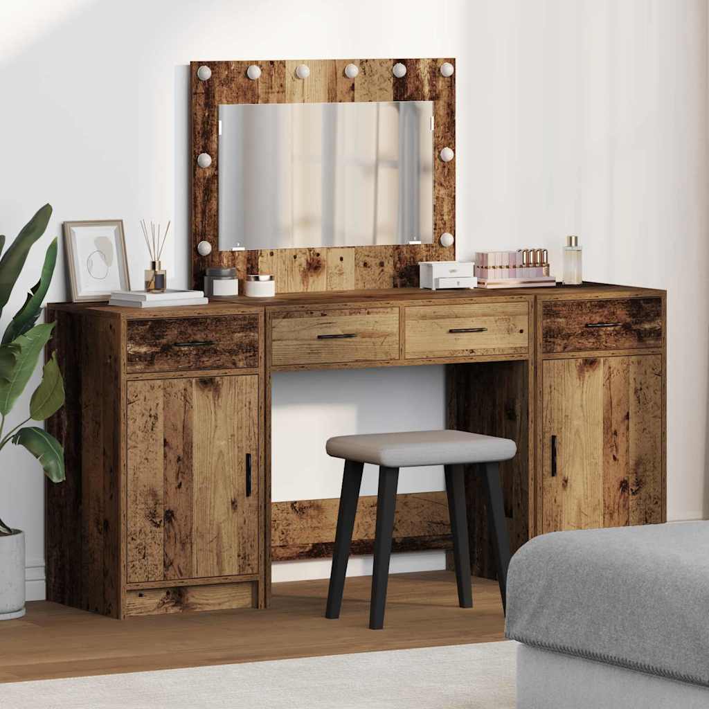 Plafondtafel met spiegellichten 3 pcs Bruin Bewerkt hout is nu te koop bij PeponiXL, paradijselijk wonen!