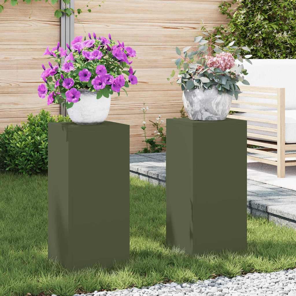 Plantenstandaard 2 st Olijfgroen 24 x 24 x 55 cm is nu te koop bij PeponiXL, paradijselijk wonen!