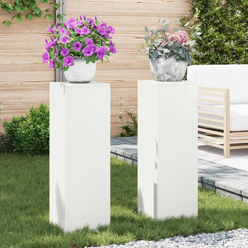 Plantenstandaard 2 st Wit 24 x 24 x 75 cm Koudgewalst staal is nu te koop bij PeponiXL, paradijselijk wonen!