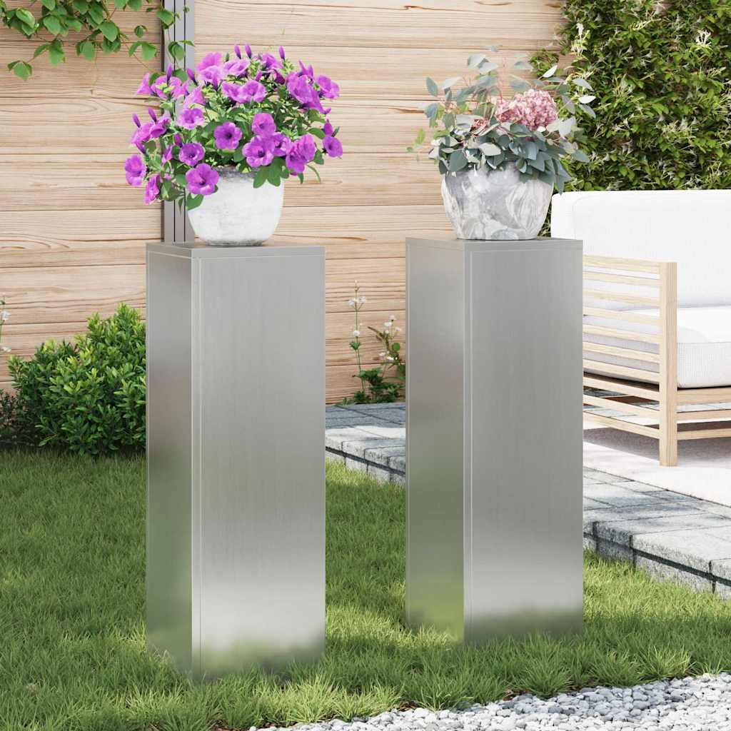 vidaXL Plantenstandaard 2 st zilver 24 x 24 x 75 cm