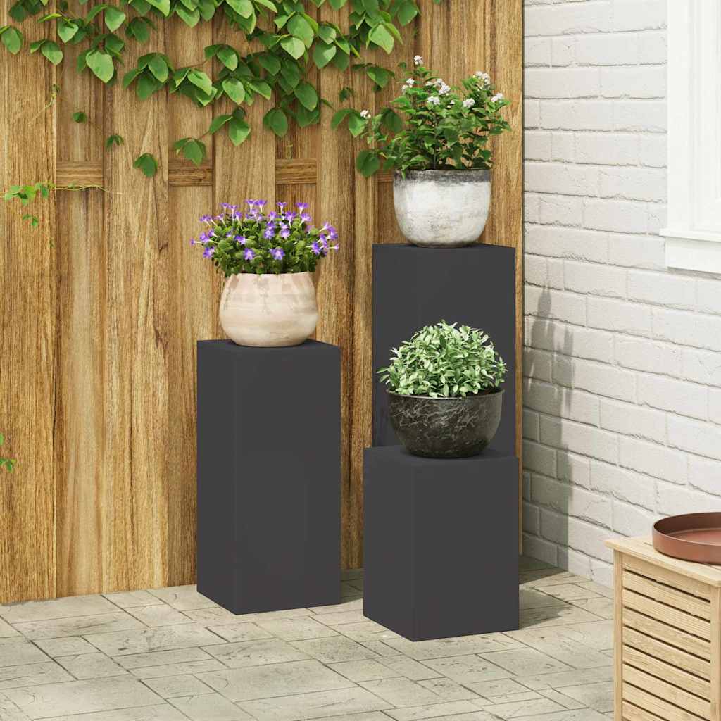 vidaXL Plantenstandaard 3 st Zwart 24 x 24 x 75 cm Koudgewalst staal