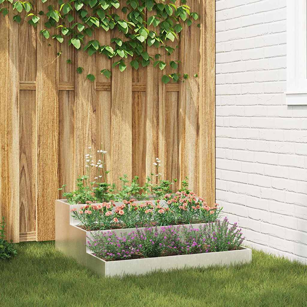 Tuin Bloempot Zilver 90 x 90 x 35 cm Roestvrij staal is nu te koop bij PeponiXL, paradijselijk wonen!