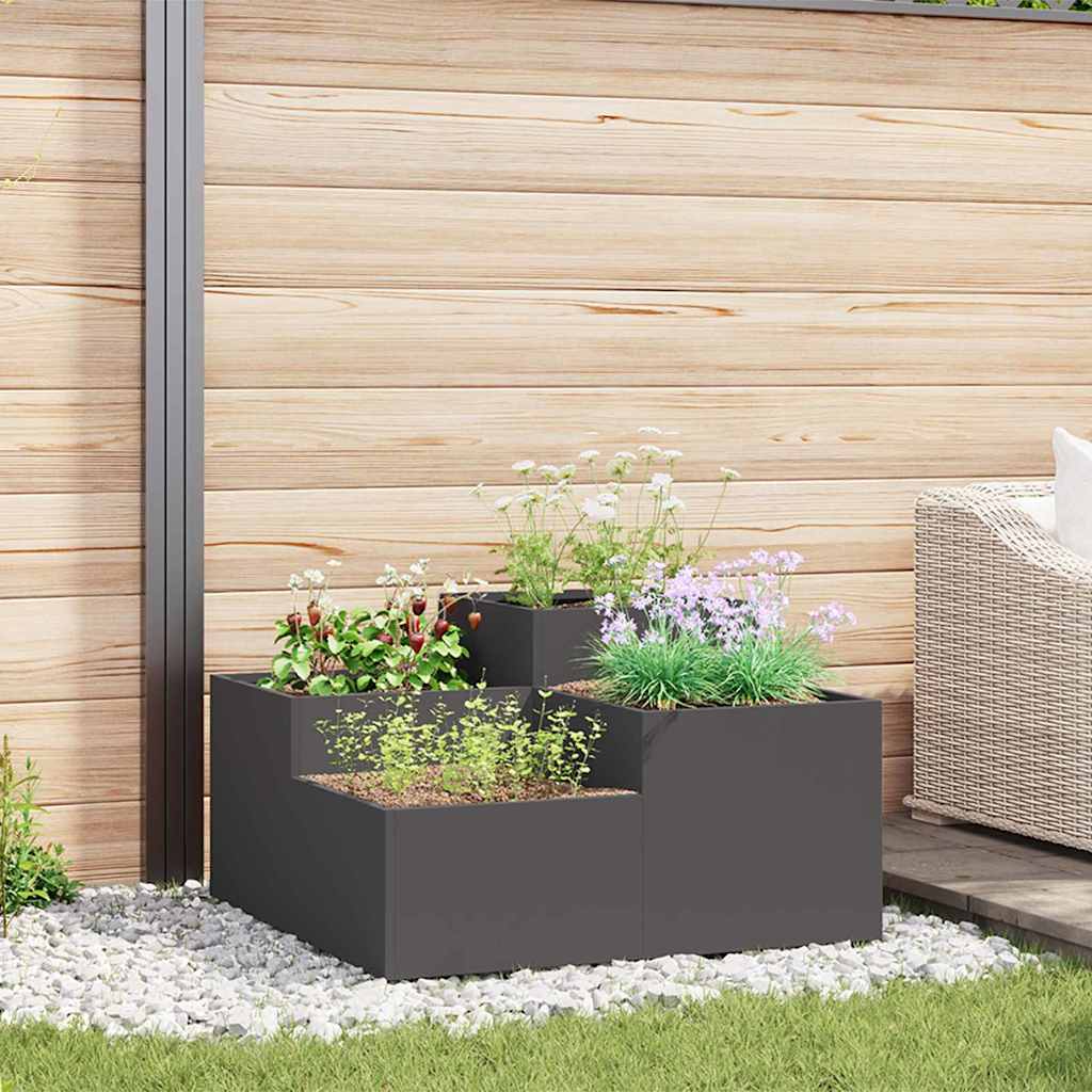 Tuin Bloempot Zwart 80 x 80 x 48 cm Staal is nu te koop bij PeponiXL, paradijselijk wonen!