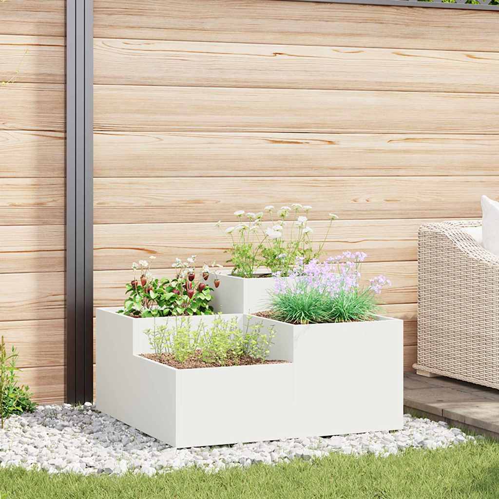 Tuin Bloempot Wit 100 x 100 x 48 cm Staal is nu te koop bij PeponiXL, paradijselijk wonen!