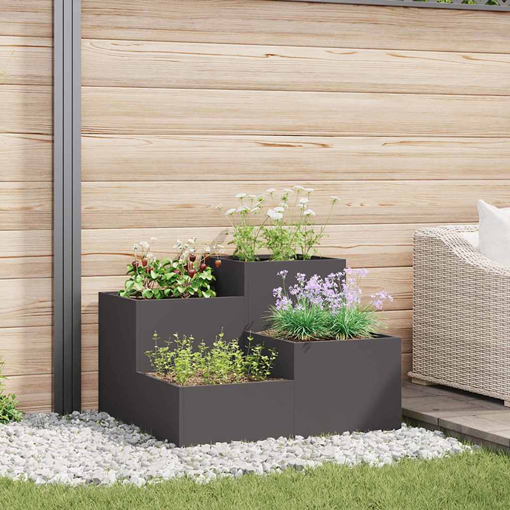 vidaXL Plantenbak Zwart 80 x 80 x 60 cm Staal