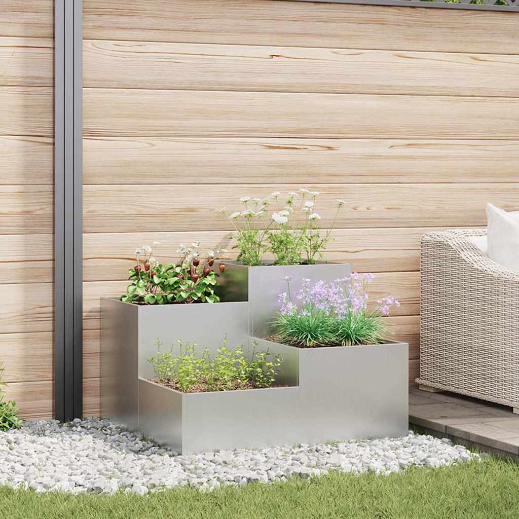 Tuin Bloempot Zilver 80 x 80 x 60 cm Gegalvaniseerd staal is nu te koop bij PeponiXL, paradijselijk wonen!