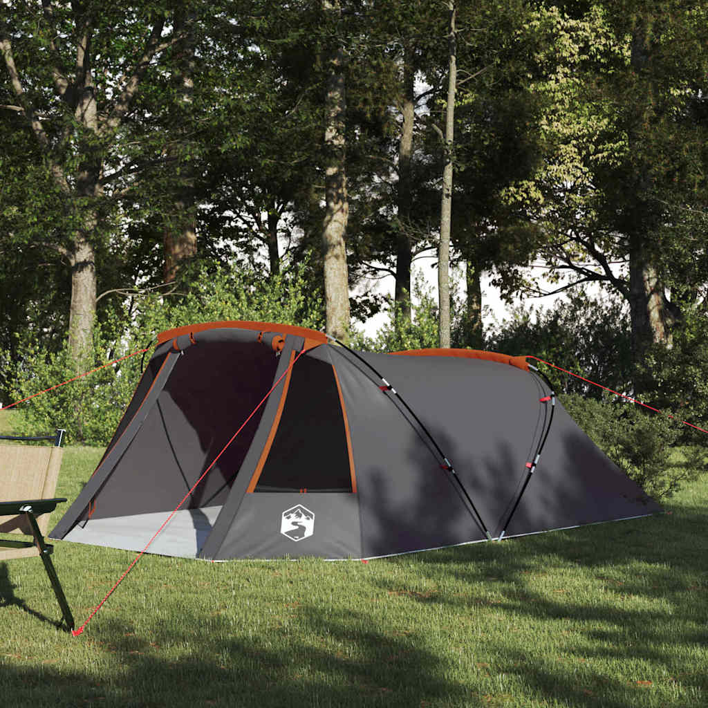 Tunnel Tent 3-Person met dak Grijs en Oranje 328 x 228 x 115 cm is nu te koop bij PeponiXL, paradijselijk wonen!