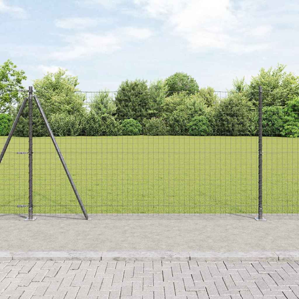 Hekpaal met betonnen voet 7 st Grijs Gepoedercoat staal is nu te koop bij PeponiXL, paradijselijk wonen!