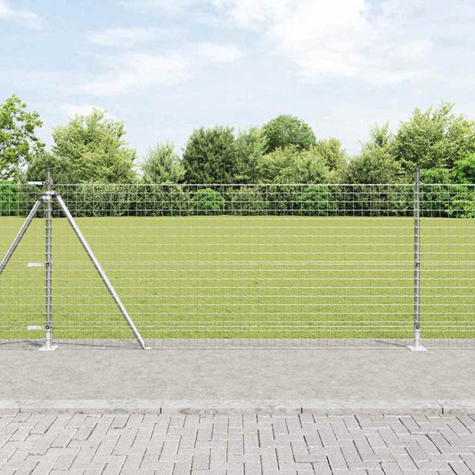 Hekpaal met betonnen voet 7 st zilver Gepoedercoat staal is nu te koop bij PeponiXL, paradijselijk wonen!