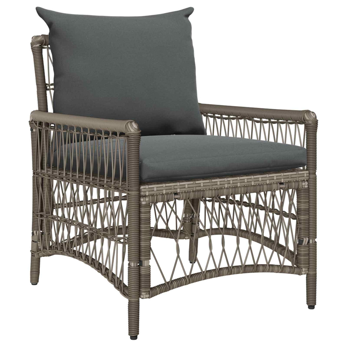Tuinstoel met kussen Grijs 73 x 61 x 77 cm poly rattan is nu te koop bij PeponiXL, paradijselijk wonen!