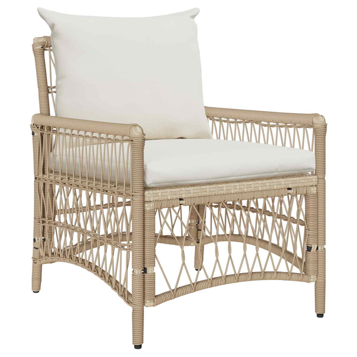Tuinstoel met kussen Beige 73 x 61 x 77 cm poly rattan is nu te koop bij PeponiXL, paradijselijk wonen!