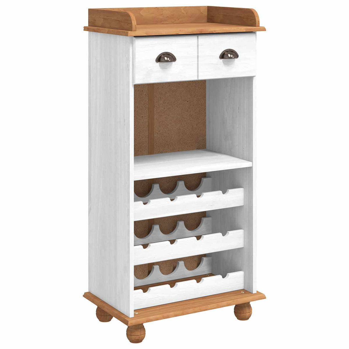 Wijnkast ASKIM Wit met Honingtopp 57 x 37 x 114 cm is nu te koop bij PeponiXL, paradijselijk wonen!
