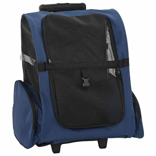 Huisdierentrolley 3-in-1 48x32x(57-106) cm oxford stof blauw is nu te koop bij PeponiXL, paradijselijk wonen!