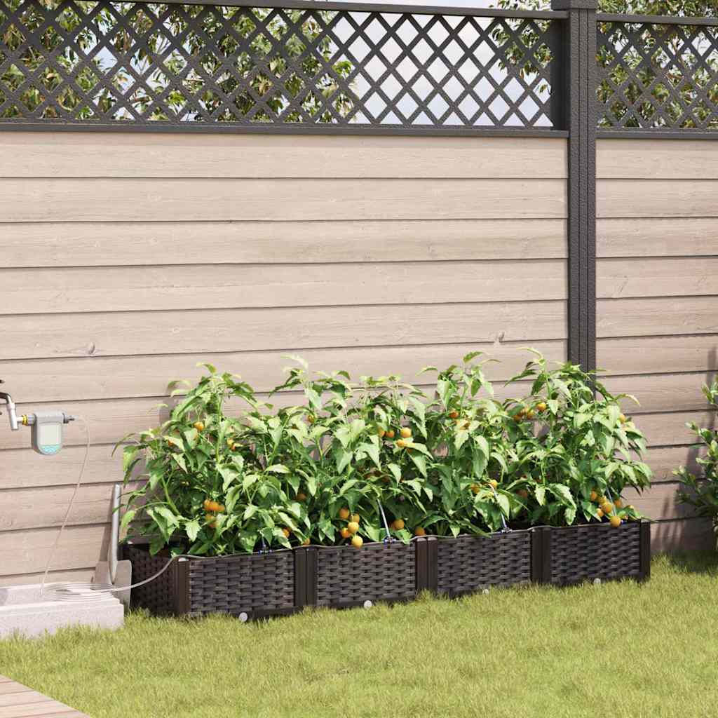 Tuin Bloempot 4 pcs Bruin Kunststof is nu te koop bij PeponiXL, paradijselijk wonen!