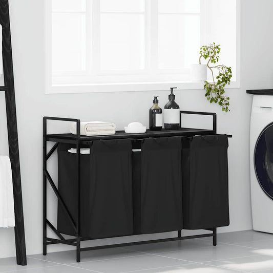 Wasmand 3 vakken met plank zwart eikenkleurig is nu te koop bij PeponiXL, paradijselijk wonen!