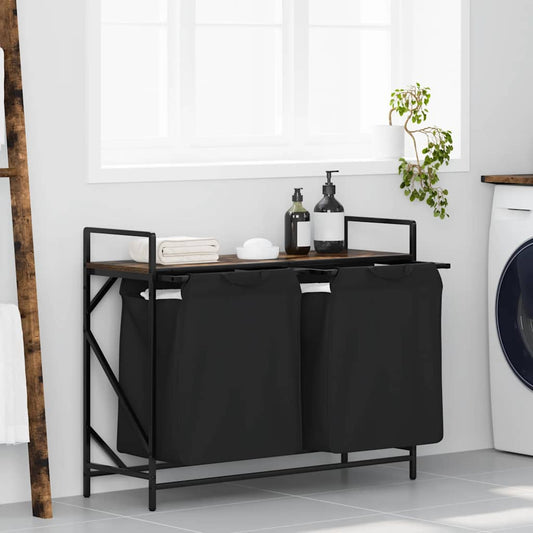 Wasmand 2 vakken met plank gerookt eikenkleurig is nu te koop bij PeponiXL, paradijselijk wonen!
