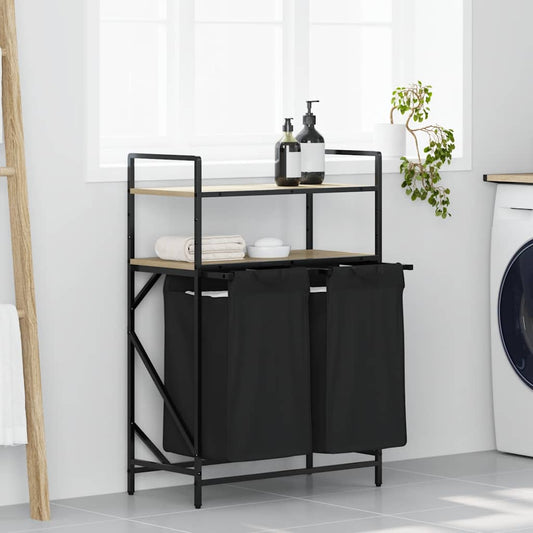 Wasmand 2 vakken met planken sonoma eikenkleurig is nu te koop bij PeponiXL, paradijselijk wonen!