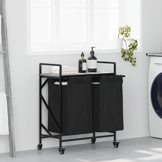 Wasmand 2 vakken met planken grijs sonoma eiken is nu te koop bij PeponiXL, paradijselijk wonen!