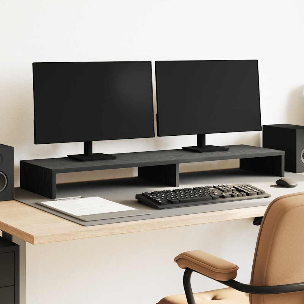 Monitorstandaard Zwart Eiken 100x27x10 cm Bewerkt Hout is nu te koop bij PeponiXL, paradijselijk wonen!