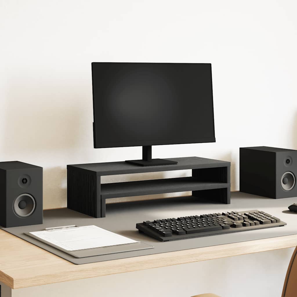 Monitorstandaard Zwart Eiken 54x22x15 cm Bewerkt Hout is nu te koop bij PeponiXL, paradijselijk wonen!