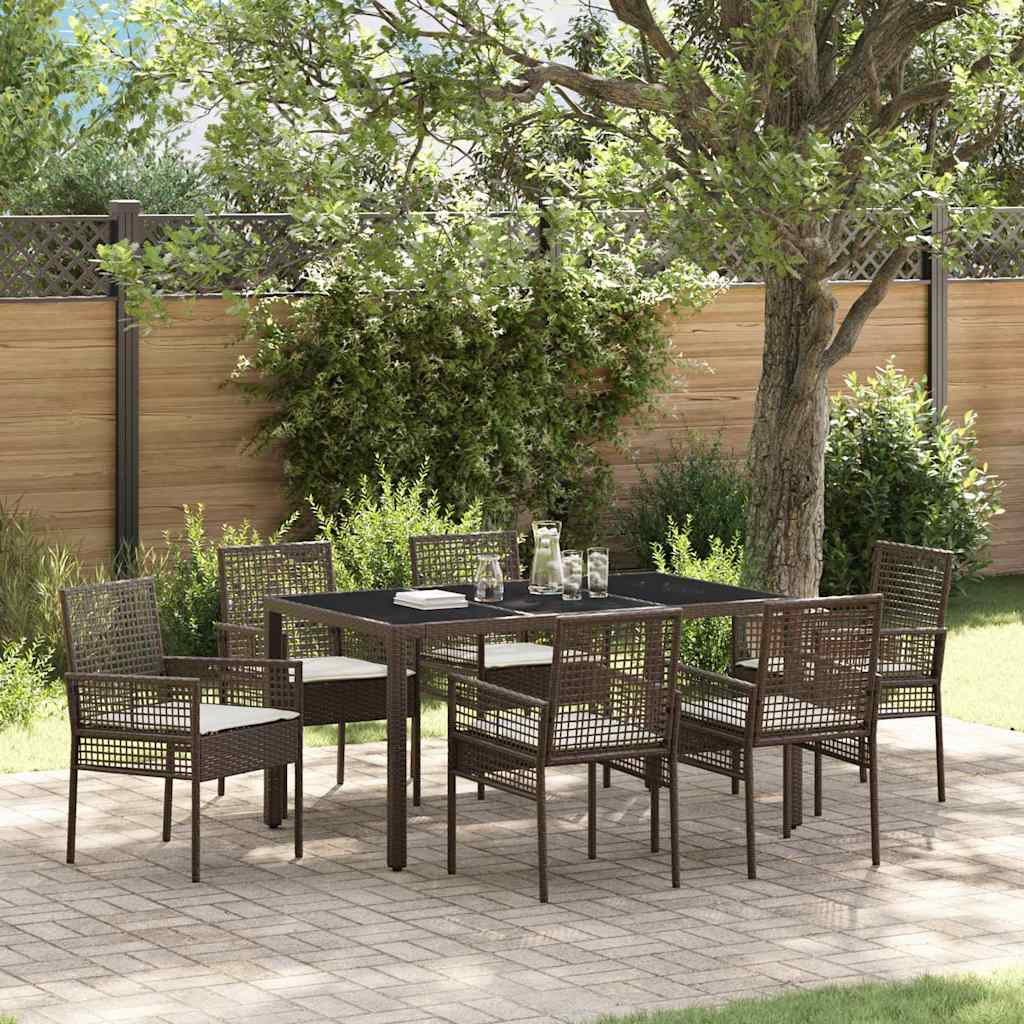 Tuin eettafelset 7 pcs Bruin poly rattan is nu te koop bij PeponiXL, paradijselijk wonen!