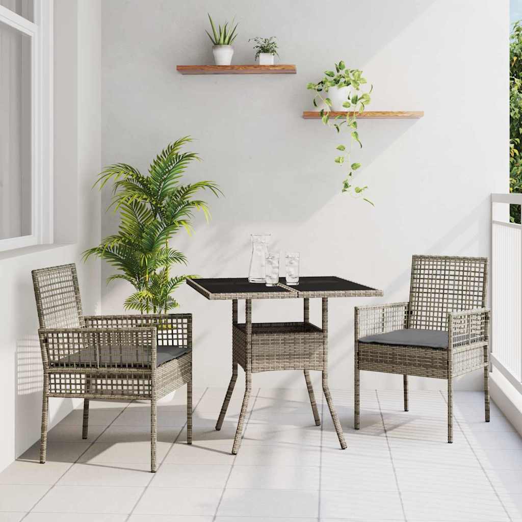 Tuin eettafelset 3 pcs Grijs poly rattan is nu te koop bij PeponiXL, paradijselijk wonen!