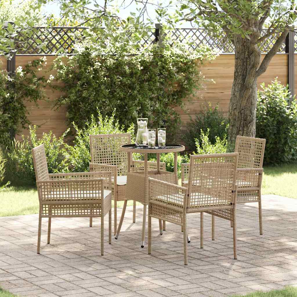 Tuin eettafelset 5 pcs Beige poly rattan is nu te koop bij PeponiXL, paradijselijk wonen!