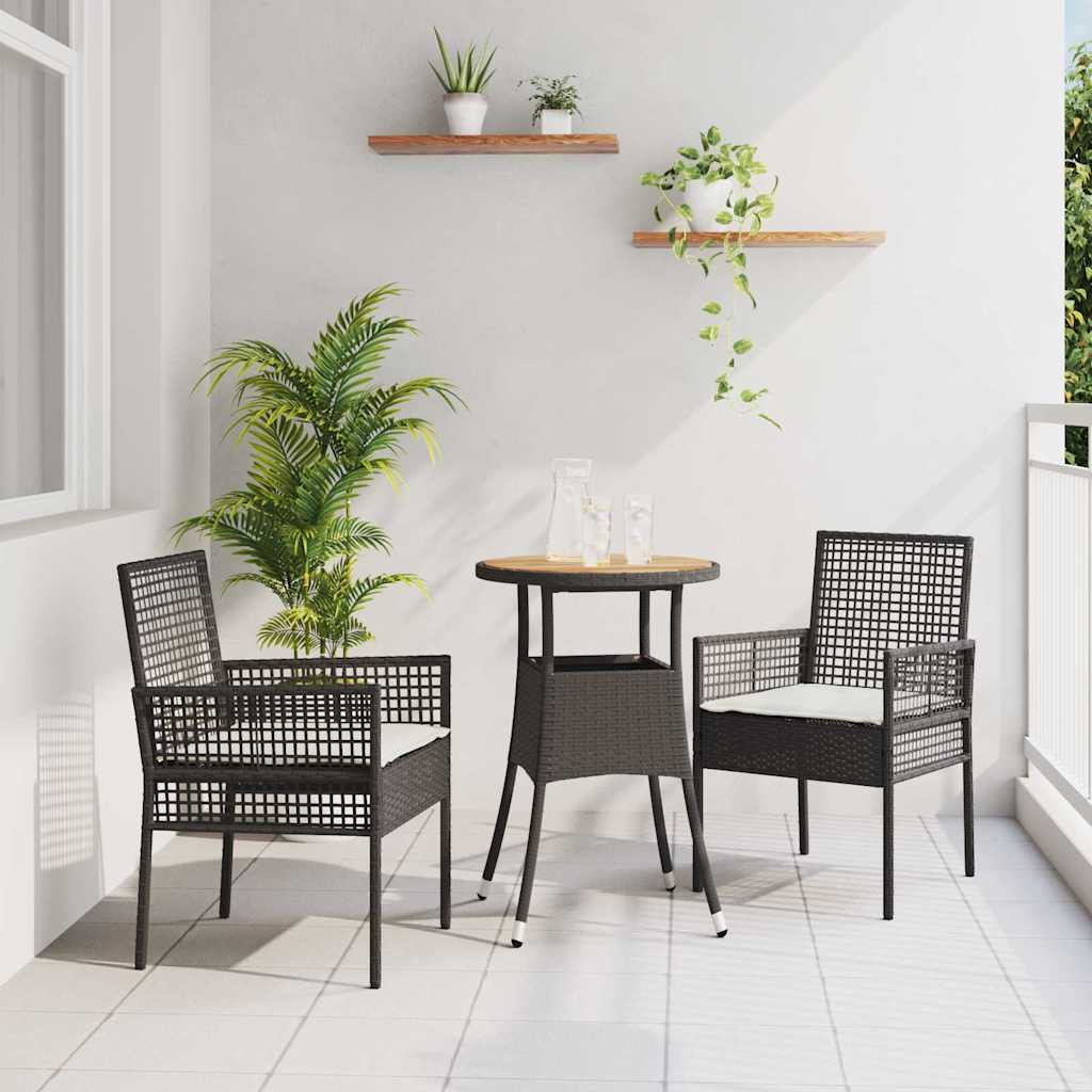 Tuin eettafelset 3 pcs Zwart poly rattan is nu te koop bij PeponiXL, paradijselijk wonen!