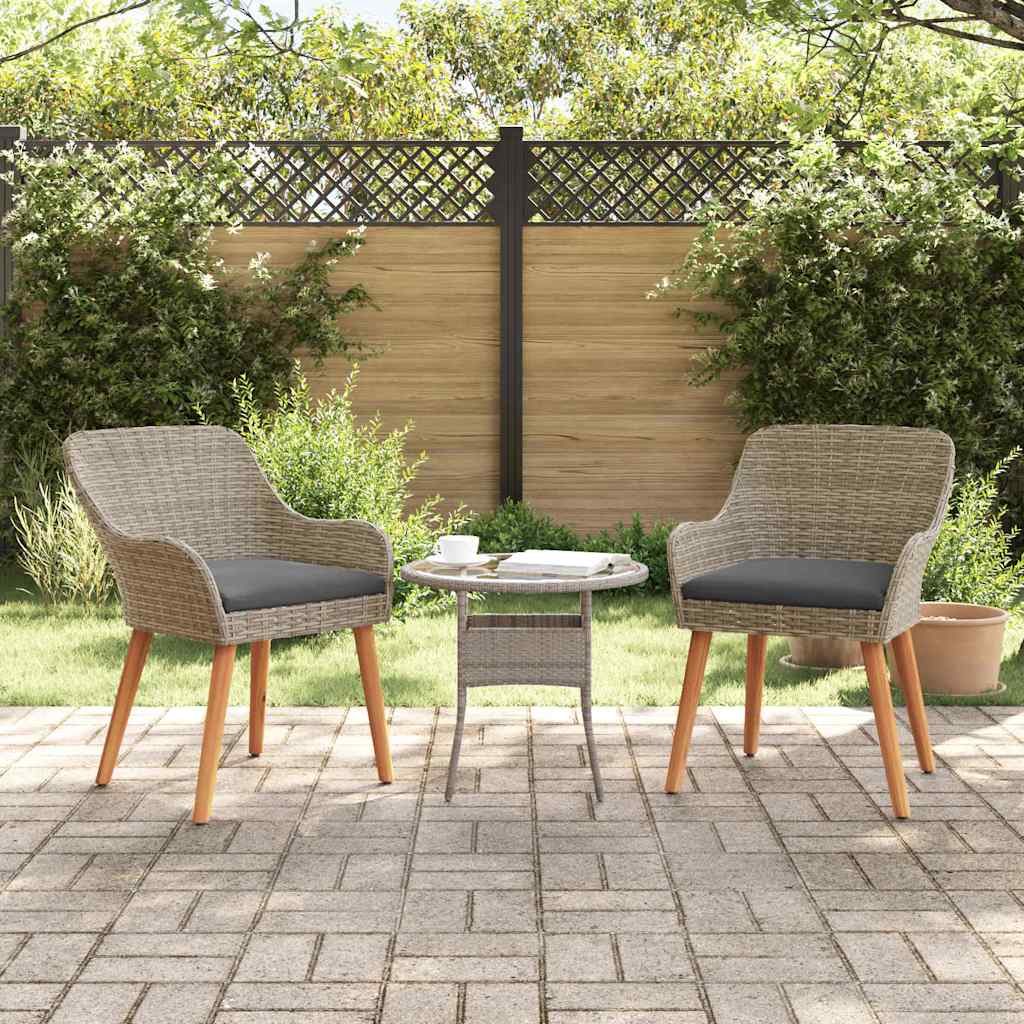 Tuinstoel met kussen 2 pcs Zwart 62,5 x 55 x 82 cm poly rattan is nu te koop bij PeponiXL, paradijselijk wonen!