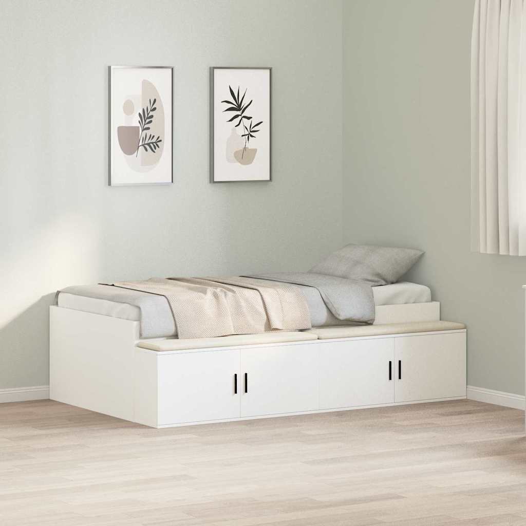 Bedframe met lade met opslag Wit 80 x 200 cm Bewerkt hout is nu te koop bij PeponiXL, paradijselijk wonen!