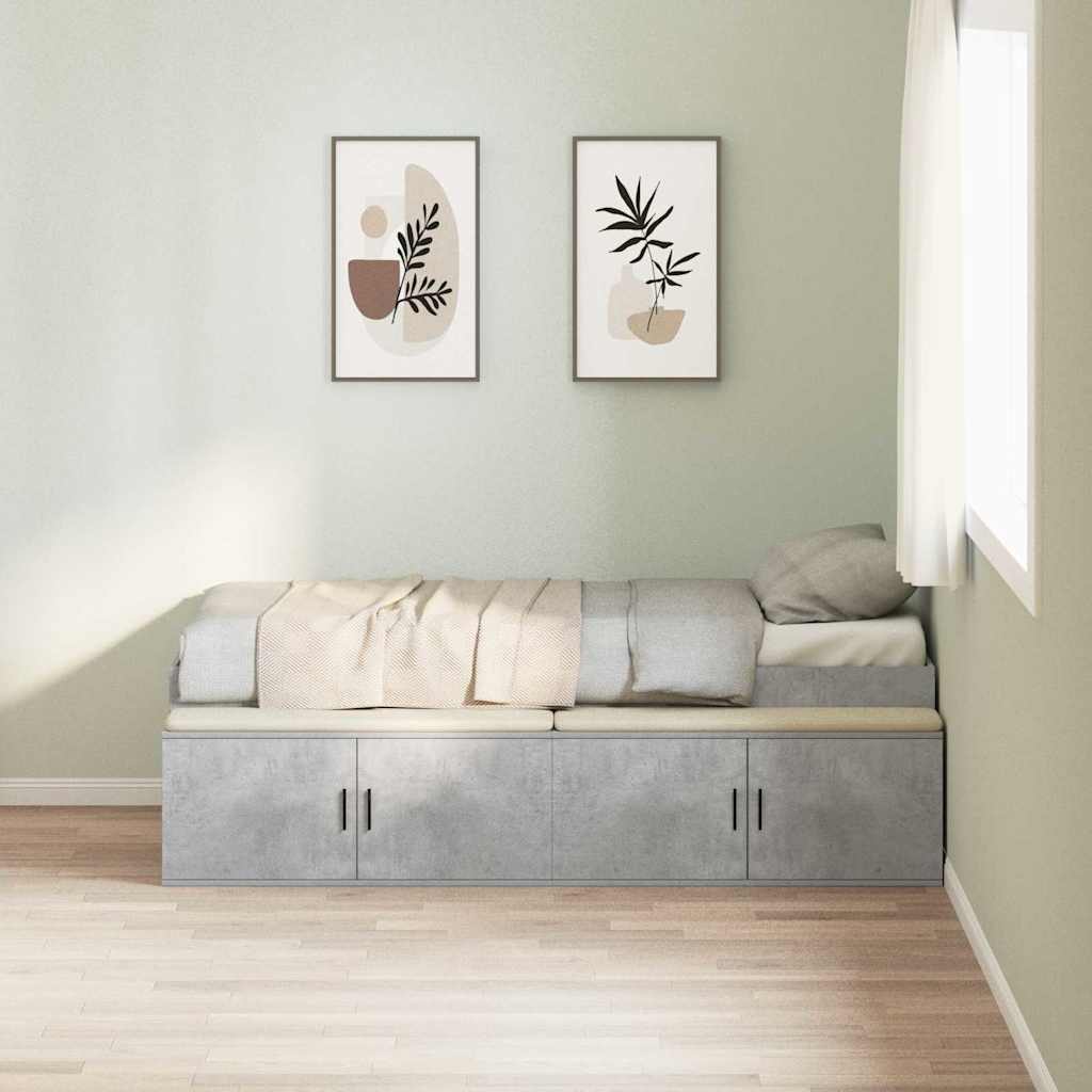 Bedframe met lade Beton Grijs 70 x 190 cm Bewerkt hout is nu te koop bij PeponiXL, paradijselijk wonen!