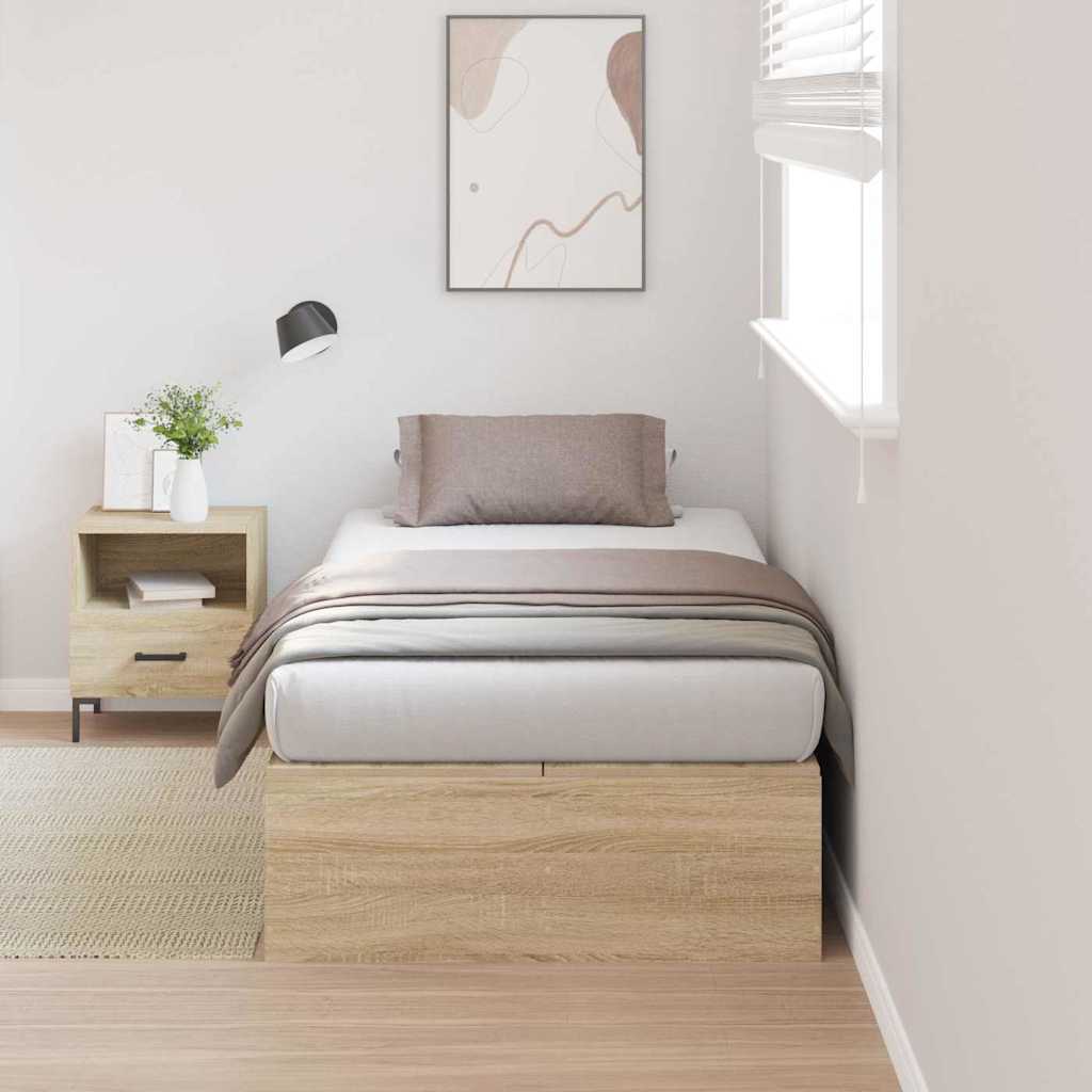 Opbergbedframe met opslag Sonoma Eiken 80 x 200 cm Bewerkt hout is nu te koop bij PeponiXL, paradijselijk wonen!