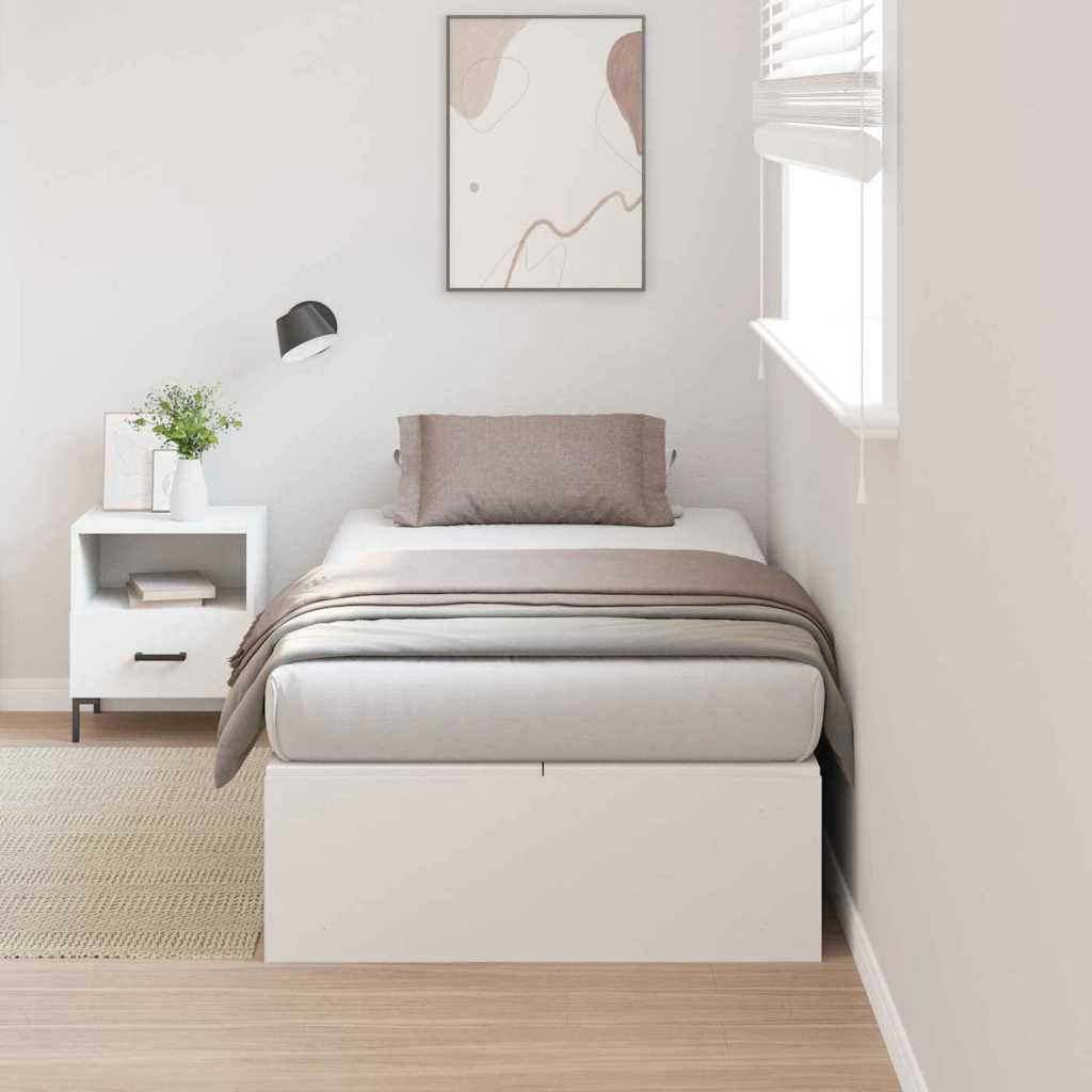 Opbergbedframe met opslag Wit 90 x 200 cm Bewerkt hout is nu te koop bij PeponiXL, paradijselijk wonen!