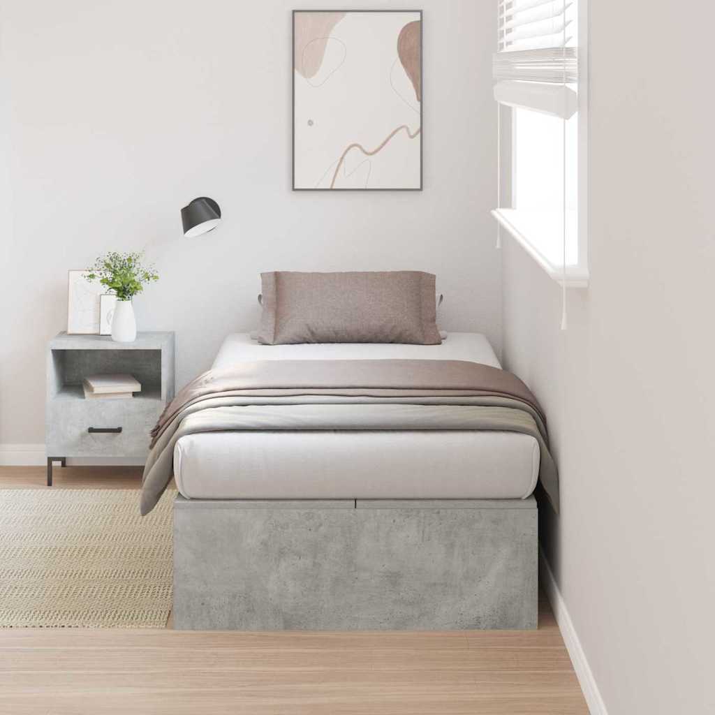 Opbergbedframe met opslag Beton Grijs 100 x 200 cm Bewerkt hout is nu te koop bij PeponiXL, paradijselijk wonen!