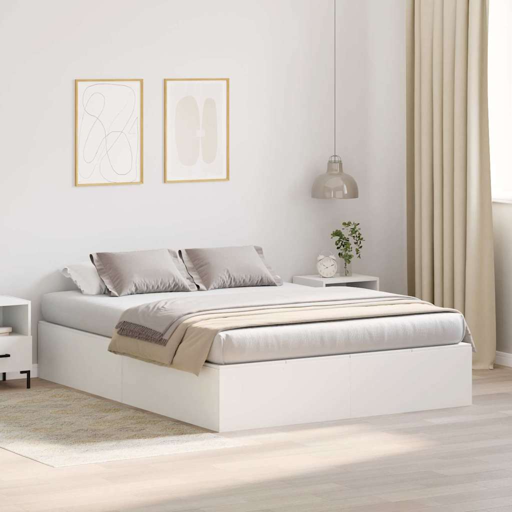 Opbergbedframe met opslag Wit 140 x 200 cm Bewerkt hout is nu te koop bij PeponiXL, paradijselijk wonen!